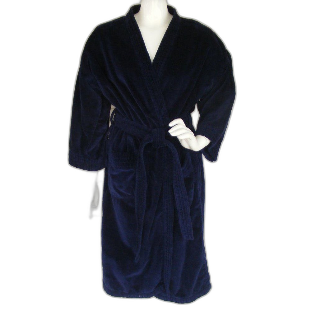 Vintage STAFFORD Robe, OSFM, Terry Cloth, Navy Blue, Sash-belt